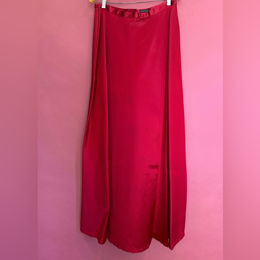 Garnet Red Maria Bianca Nero Full Length Satin Skirt Size L